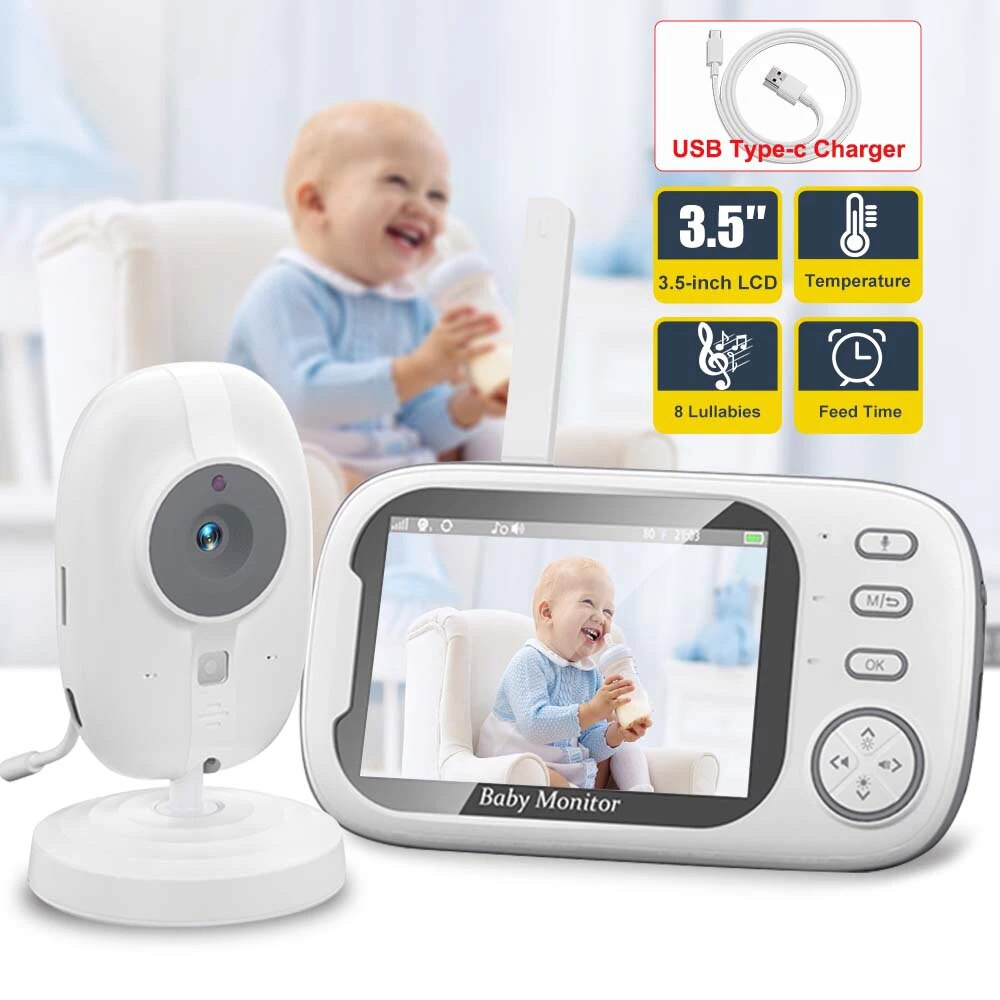 Home Cinema Wireless - ビデオ監視カメラ,温度,ベビーモニター,双方向オーディオ,会話,ナイトビジョン,セキュリティカメラ,2.4g,母と子供向け,3.5インチ