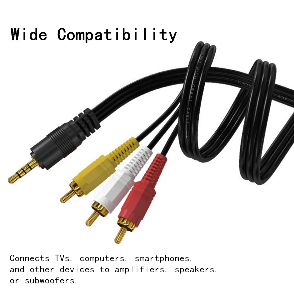 Home Cinema Tv - 3.5 ミリメートルに 3 RCA オーディオビデオケーブル金メッキ AV