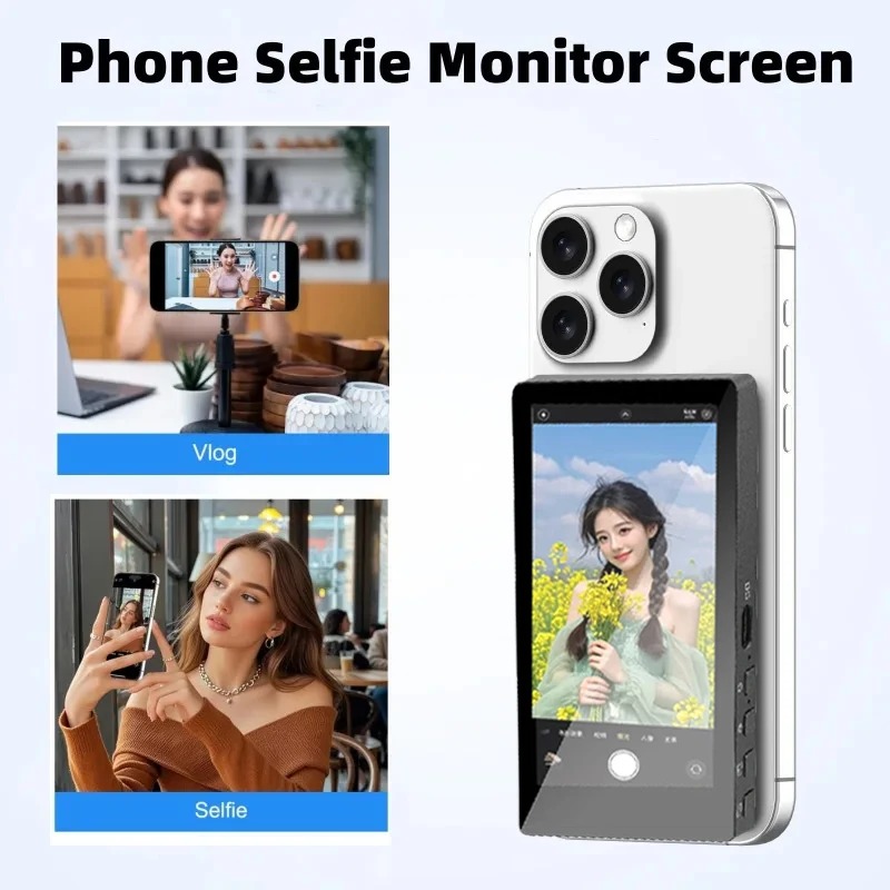 Home Cinema Wireless - ワイヤレスモニター リアカメラスクリーン スマートフォン用セルフィーマグネティックスクリーン Vlogライブストリーム ビデオ録画 アウトドアセルフィーツール