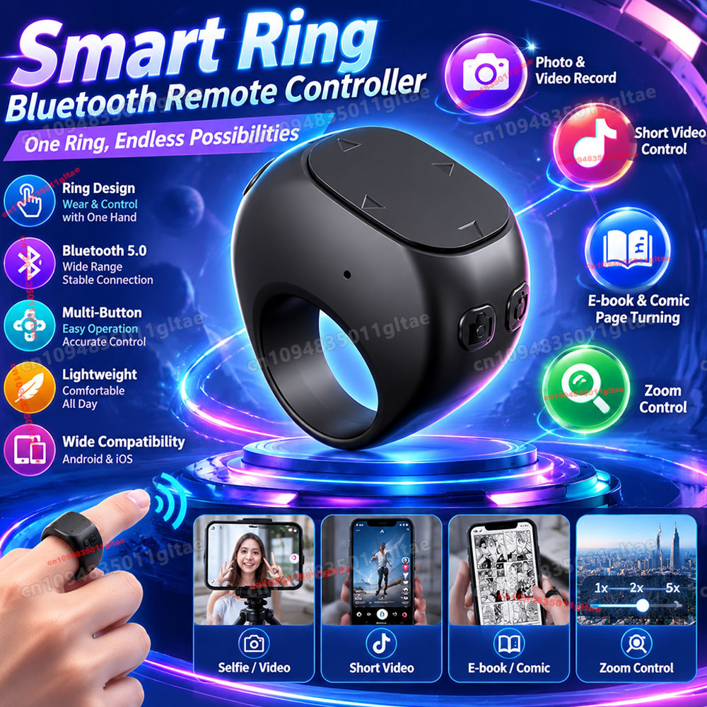 Home Cinema Wireless - モバイルマウスリング型リモコン、ワイヤレス、タッチパッド付き、スマートスクリーンクリックデバイス、動画自動ページめくり機能、ブラウジングリング R12