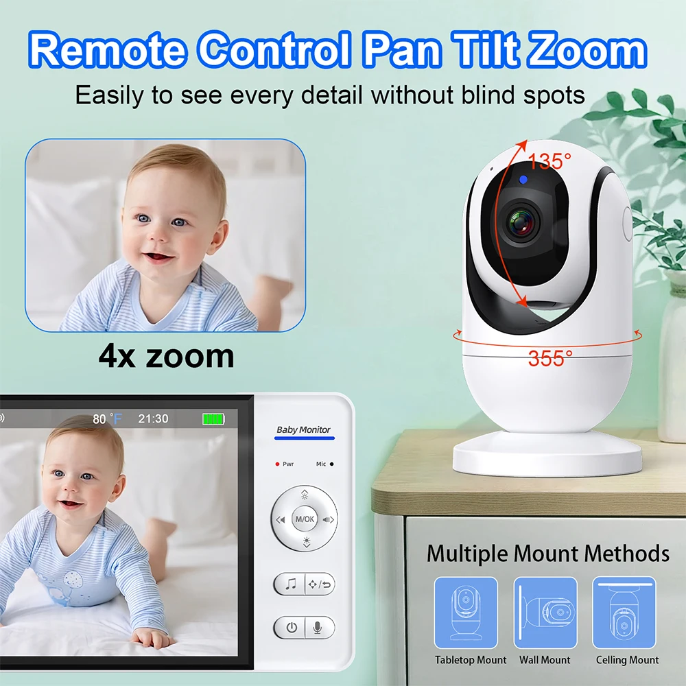 7.0インチ ビデオベビーモニター 720P 5000mAh - Home Cinema Wireless のレビューと価格