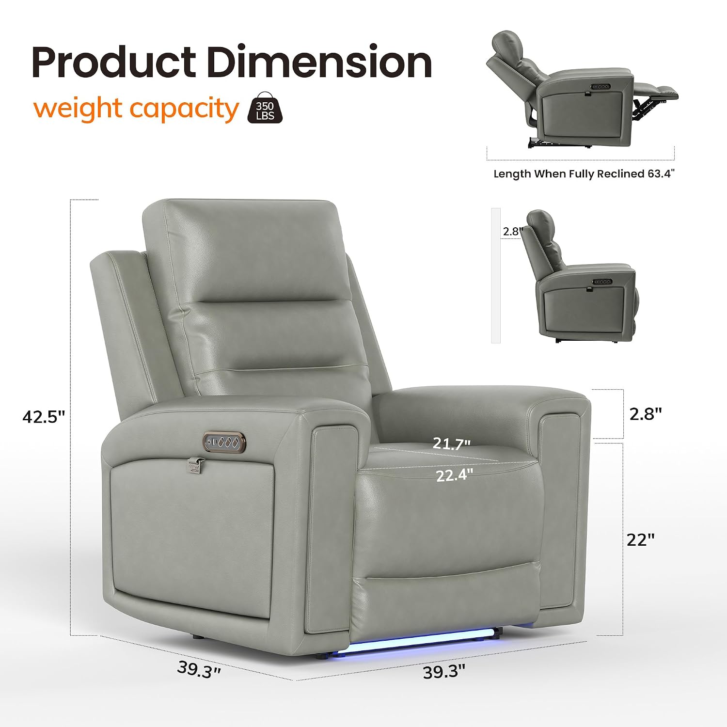 トリプルモーター電動リクライニングチェア、レザーウォールハガ - Home Cinema Chairs のレビューと価格
