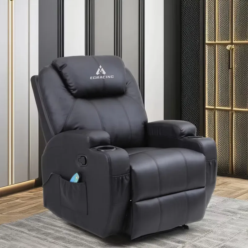 モダンな一人用リクライニングシネマチェア、合成皮革、伸縮式マ - Home Cinema Chairs のレビューと価格